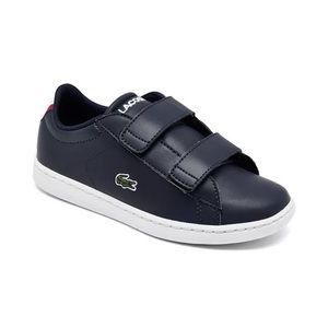 Lacoste Navy & White Carnaby EVO Strap Stay-Put Closure Casual Sneakers Size 5